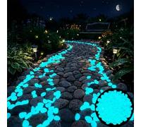Colorful Glow-in-the-Dark Garden Stones, Night Guide Pebbles Glow in The Dark Rocks, Luminous Stepping Stones Glow Rocks for Garden Path Walkway Yard Fish Tank Decor (Blue,400Pcs)