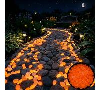 Colorful Glow-in-the-Dark Garden Stones, Night Guide Pebbles Glow in The Dark Rocks, Luminous Stepping Stones Glow Rocks for Garden Path Walkway Yard Fish Tank Decor (Orange,200Pcs)