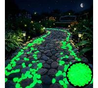 Colorful Glow-in-the-Dark Garden Stones, Night Guide Pebbles Glow in The Dark Rocks, Luminous Stepping Stones Glow Rocks for Garden Path Walkway Yard Fish Tank Decor (Green,200Pcs)