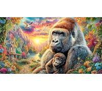 Colorful-Gorilla-Bursting-with-Energy Puzzle pour Adultes 1000 pièces Papier recyclé Beau Puzzle de décoration Stimulant pour détente et décoration Murale Idée Cadeau Parfaite 38x52/1000 pièces