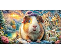 Colorful-Guinea-Pig-in-Floral-Fantasy 1000 pièces Jeu Stimulant Papier recyclé Puzzle pour Adultes Décoration Murale et Cadeaux Jeu éducatif détente 38x26/1000 pièces