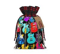 Colorful Guitars Sac fourre-tout avec cordon de serrage de Noël 11,9 x 17,5 cm Sac robuste pour cadeaux et essentiels quotidiens
