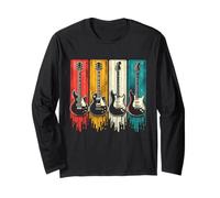 Colorful Guitars Vintage Guitar Player Guitarist Musician Manche Longue