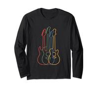 Colorful Guitars Vintage Guitar Player Guitarist Musician Manche Longue