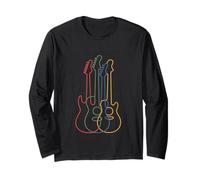 Colorful Guitars Vintage Guitar Player Guitarist Musician Manche Longue