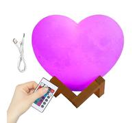Colorful Heart Light - Usb Rechargeable Lamp for Home Decor | Pvc 16 Color Led with Remote Control, Stand Included in 9cm 12cm 18cm Sizes, Ideal Valentine, Nursery Bedroom, Teen Living Room