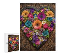 Colorful Heart-Shaped Flower Arrangement Puzzle 1000 Pièces Educa Jouet en Bois Cadeau Unique Décoration Intérieure Jeu Éducatif Challenge Toy Adultes Et Enfants À Partir De 14 Ans 500 PCS