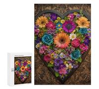 Colorful Heart-Shaped Flower Arrangement Puzzle 1000 Pièces Educa Jouet en Bois Cadeau Unique Décoration Intérieure Jeu Éducatif Challenge Toy Adultes Et Enfants À Partir De 14 Ans 300 PCS