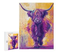 Colorful Highland Cow Painting Puzzle 1000 Pièces Educa Jouet en Bois Cadeau Unique Décoration Intérieure Jeu Éducatif Challenge Toy Adultes Et Enfants À Partir De 14 Ans 500 PCS