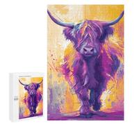 Colorful Highland Cow Painting Puzzle 1000 Pièces Educa Jouet en Bois Cadeau Unique Décoration Intérieure Jeu Éducatif Challenge Toy Adultes Et Enfants À Partir De 14 Ans 1000 PCS