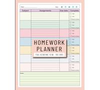 Colorful Homework Planner for ADHD Students: Undated Assignment Journal Notebook for Primary, middle, high school and College