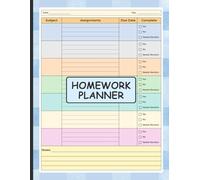 Colorful Homework Planner: Undated Assignment Journal Notebook for Elementary, Middle and High School Students