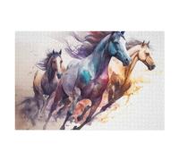 Colorful Horse Trio in Motion Puzzles pour Adultes Jeux Relaxants Défi Difficile Cadeaux De Noël Et d'anniversaire 75x50cm/1000pcs