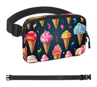 Colorful Ice Cream-1134 Sac banane de style unisexe : sac banane tendance, sac à bandoulière sport fin à la mode pour jogging, randonnée, randonneur, femme, homme, Multicolore 07, 1.5x9.0x5.9in