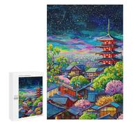 Colorful Japanese Village Night Sky Puzzle 1000 Pièces Educa Jouet en Bois Cadeau Unique Décoration Intérieure Jeu Éducatif Challenge Toy Adultes Et Enfants À Partir De 14 Ans 1000 PCS