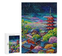 Colorful Japanese Village Night Sky Puzzle 1000 Pièces Educa Jouet en Bois Cadeau Unique Décoration Intérieure Jeu Éducatif Challenge Toy Adultes Et Enfants À Partir De 14 Ans 300 PCS
