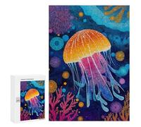 Colorful Jellyfish Art Print Puzzle 1000 Pièces Educa Jouet en Bois Cadeau Unique Décoration Intérieure Jeu Éducatif Challenge Toy Adultes Et Enfants À Partir De 14 Ans 300 PCS