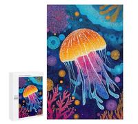 Colorful Jellyfish Art Print Puzzle 1000 Pièces Educa Jouet en Bois Cadeau Unique Décoration Intérieure Jeu Éducatif Challenge Toy Adultes Et Enfants À Partir De 14 Ans 1000 PCS