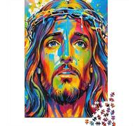 Colorful Jesus Portrait 1000 Piece for Adults Teens Rainbow Jesus Portrait Educational Game for Wall Decoration 70x50cm 1000pcs