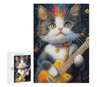 Colorful Kitten Guitar Painting Puzzle 1000 Pièces Educa Jouet en Bois Cadeau Unique Décoration Intérieure Jeu Éducatif Challenge Toy Adultes Et Enfants À Partir De 14 Ans 300 PCS