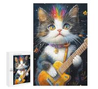 Colorful Kitten Guitar Painting Puzzle 1000 Pièces Educa Jouet en Bois Cadeau Unique Décoration Intérieure Jeu Éducatif Challenge Toy Adultes Et Enfants À Partir De 14 Ans 1000 PCS