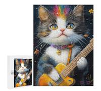 Colorful Kitten Guitar Painting Puzzle 500 Pièces Educa Jouet en Bois Cadeau Unique Décoration Intérieure Jeu Éducatif Challenge Toy Adultes Et Enfants À Partir De 14 Ans 500 PCS