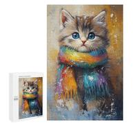 Colorful Kitten Scarf Art Print Puzzle 1000 Pièces Educa Jouet en Bois Cadeau Unique Décoration Intérieure Jeu Éducatif Challenge Toy Adultes Et Enfants À Partir De 14 Ans 1000 PCS