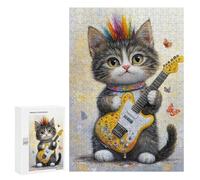Colorful Kitten with Guitar Puzzle 1000 Pièces Educa Jouet en Bois Cadeau Unique Décoration Intérieure Jeu Éducatif Challenge Toy Adultes Et Enfants À Partir De 14 Ans 300 PCS