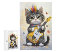 Colorful Kitten with Guitar Puzzle 1000 Pièces Educa Jouet en Bois Cadeau Unique Décoration Intérieure Jeu Éducatif Challenge Toy Adultes Et Enfants À Partir De 14 Ans 1000 PCS