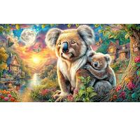 Colorful-Koala-with-Flowers 1000 pièces Papier recyclé Puzzle Jeu Stimulant Cadeau Amusant & Activité Maison pour Adultes et Enfants de 12+ Ans 38x52/1000 pièces