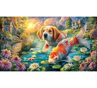 Colorful-Koi-Fish-Swimming-in-Pond 1000 pièces Puzzle Papier recyclé Cadeau Amusant & Activité Maison Jeu éducatif détente Puzzle pour Adultes et Enfants Idée Cadeau Parfaite 70x50/1000 pièces