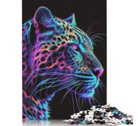 Colorful Leopard Neon Puzzle 1000 Pieces Cadeau Unique Jeu Éducatif Défi Jouet À De Qualité Supérieure Peinture Art pour Adultes Enfants 1000pcs (40x28cm)