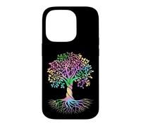 Colorful Life is Really Good Vintage Unique Tree Art Coque pour iPhone 14 Pro
