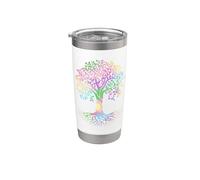 Colorful Life Is Really Good Vintage Unique Tree Art Gobelet isotherme en acier inoxydable double paroi