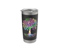 Colorful Life Is Really Good Vintage Unique Tree Art Gobelet isotherme en acier inoxydable double paroi