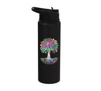 Colorful Life Is Really Good Vintage Unique Tree Art Stainless Steel Insulated Water Bottle