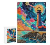 Colorful Lighthouse Coastal Scene -1 Puzzle 1000 Pièces Educa Jouet en Bois Cadeau Unique Décoration Intérieure Jeu Éducatif Challenge Toy Adultes Et Enfants À Partir De 14 Ans 300 PCS
