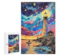 Colorful Lighthouse Coastal Scene Puzzle 1000 Pièces Educa Jouet en Bois Cadeau Unique Décoration Intérieure Jeu Éducatif Challenge Toy Adultes Et Enfants À Partir De 14 Ans 1000 PCS