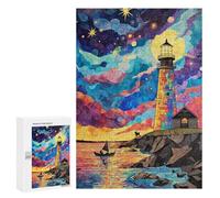 Colorful Lighthouse Coastal Scene Puzzle 300 Pièces Educa Jouet en Bois Cadeau Unique Décoration Intérieure Jeu Éducatif Challenge Toy Adultes Et Enfants À Partir De 14 Ans 300 PCS