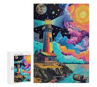 Colorful Lighthouse Sunset Scene Puzzle 1000 Pièces Educa Jouet en Bois Cadeau Unique Décoration Intérieure Jeu Éducatif Challenge Toy Adultes Et Enfants À Partir De 14 Ans 300 PCS