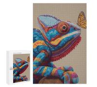 Colorful Lizard with Butterfly Puzzle 1000 Pièces Educa Jouet en Bois Cadeau Unique Décoration Intérieure Jeu Éducatif Challenge Toy Adultes Et Enfants À Partir De 14 Ans 1000 PCS