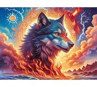 Colorful Loup 1000 Pieces Casse-tête Adolescent en Carton Épais Haute Densité Créatures cosmiques Magiques Difficulté Moyenne Activité Éducative Passe-Temps Cadeau Noël Pas Cher 1000 PCS/75x50cm