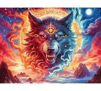 Colorful Loup 300 Pièces Puzzle Adolescent en Carton Anti-Déchirure Bêtes enchantées Lumineuses Difficulté Moyenne Activité Éducative Passe-Temps Petit Prix Pas Cher Premium 300 PCS/40x28cm