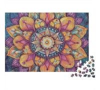 Colorful Mandala Art 1000 pièces Mandala Floral Puzzle Adulte Carton épais Décompression Jeu Cadeaux Femme & Homme 70x50cm/1000pcs