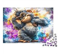 Colorful Monkey 1000 Pieces for Adults & Kids: Fluffy Yak with Flowers Educational Games Home Decor Puzzle for Family 38x26cm/1000pcs