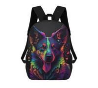 Colorful Neon Dog Art Print-1 Sacs À Dos Imprimés En 3D Pour Enfants 17inch Sacs À Dos Tendance Et Décontractés Pour La Journée, Sacs De Voyage, Sacs À Dos D'extérieur Pour Garçons Et Filles