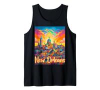 Colorful New Orleans Louisiana City Skyline Design Débardeur
