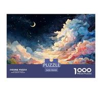 Colorful Night A Crescent Moon and Star 1000 Pcs Carton Extra-épais Coffret De Puzzles Kitten Stimulant Et Éducatif Jeu Familial Puzzles As Birthday Gifts 70x50cm/1000pcs