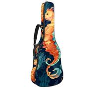 Colorful Ocean Art Sac pour guitare acoustique hippocampe avec 2 poches, bandoulière réglable et crochet arrière, convient pour guitares électriques, basses et guitares classiques, Hippocampe coloré,