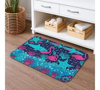 Colorful Ocean Life Tapis de bain à séchage rapide, motif tropical oiseau tropical requin, absorbant, antidérapant, lavable pour salle de bain, 40,6 x 61 cm